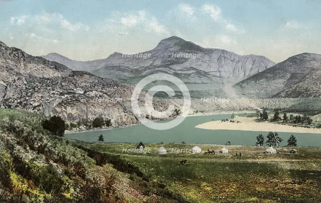 Yurts of Kazakhs in the Valley of the Middle Reaches of the Katun River.; the Area..., 1911-1913. Creator: Sergei Ivanovich Borisov.