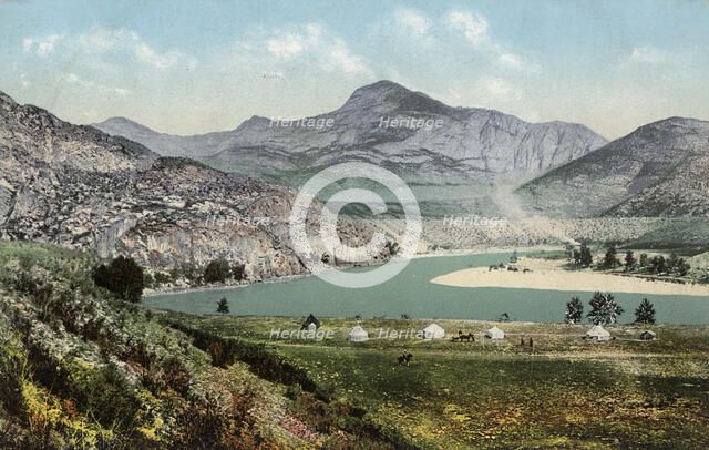 Yurts of Kazakhs in the Valley of the Middle Reaches of the Katun River.; the Area..., 1911-1913. Creator: Sergei Ivanovich Borisov.