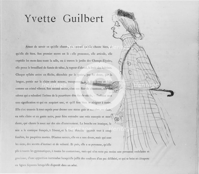 Yvette Guilbert, 1894., 1894. Creator: Henri de Toulouse-Lautrec.