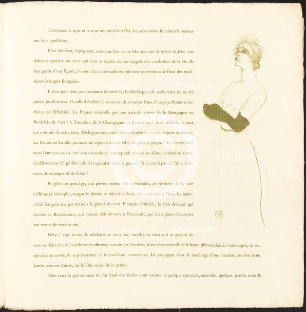 Yvette Guilbert, 1894. Creator: Henri de Toulouse-Lautrec.