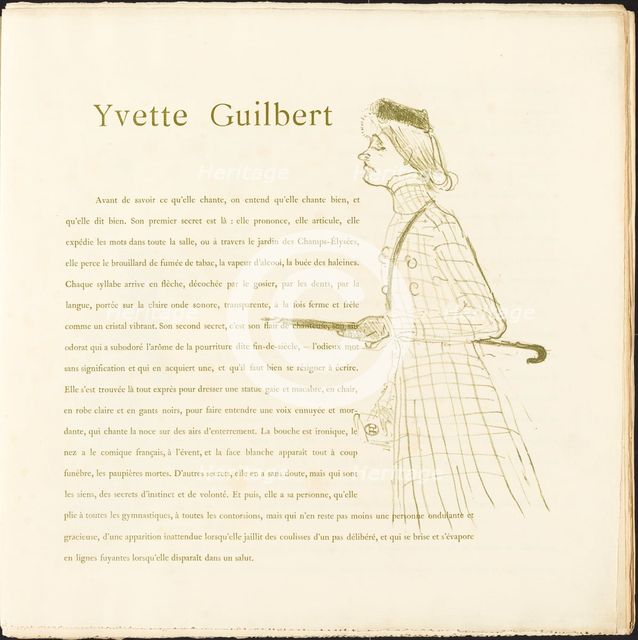 Yvette Guilbert, 1894. Creator: Henri de Toulouse-Lautrec.