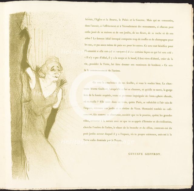 Yvette Guilbert, 1894. Creator: Henri de Toulouse-Lautrec.