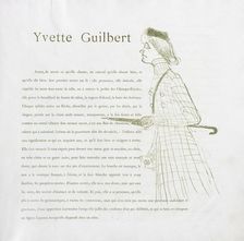 Yvette Guilbert-French Series: No. 1, 1894. Creator: Henri de Toulouse-Lautrec (French, 1864-1901)