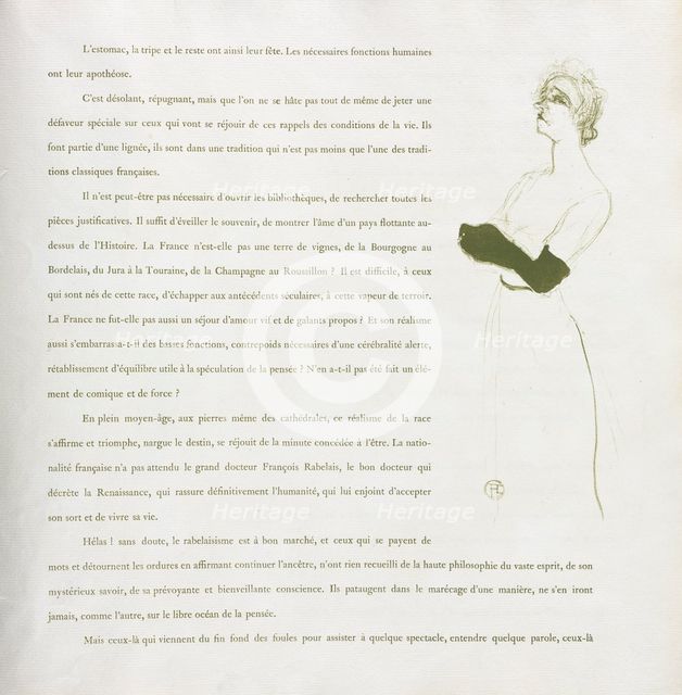 Yvette Guilbert-French Series: No. 10, 1894. Creator: Henri de Toulouse-Lautrec (French, 1864-1901).