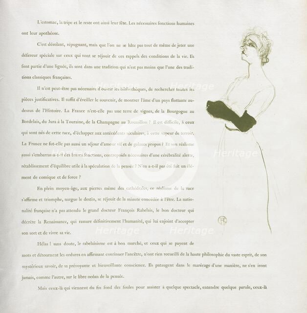 Yvette Guilbert-French Series: No. 10, 1894. Creator: Henri de Toulouse-Lautrec (French, 1864-1901).