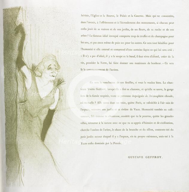 Yvette Guilbert-French Series: No. 16, 1894. Creator: Henri de Toulouse-Lautrec (French, 1864-1901).