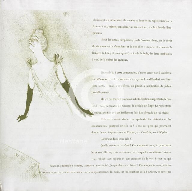Yvette Guilbert-French Series: No. 4, 1894. Creator: Henri de Toulouse-Lautrec (French, 1864-1901).