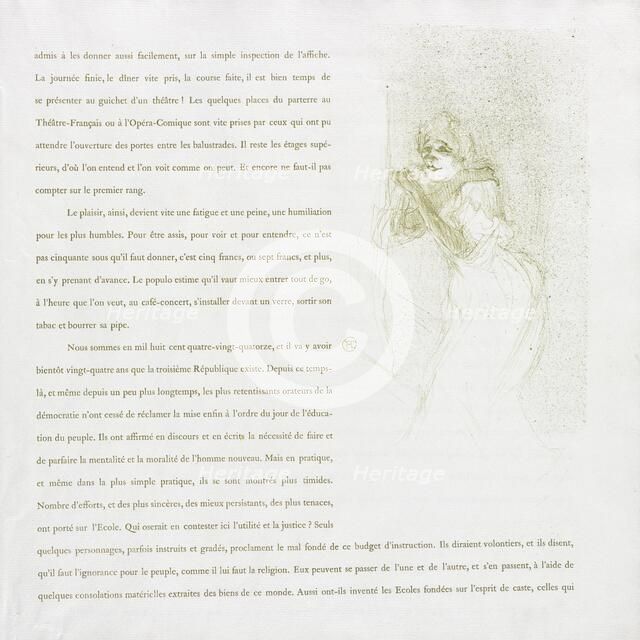 Yvette Guilbert-French Series: No. 5, 1894. Creator: Henri de Toulouse-Lautrec (French, 1864-1901).