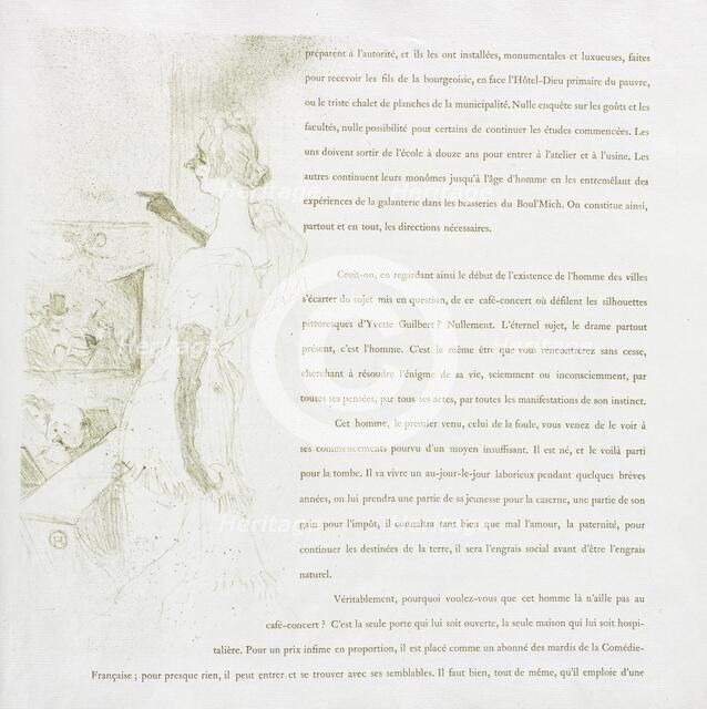 Yvette Guilbert-French Series: No. 6, 1894. Creator: Henri de Toulouse-Lautrec (French, 1864-1901).