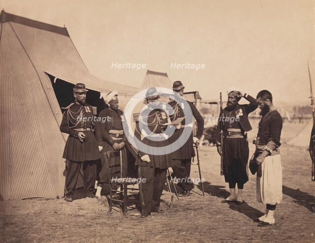 [Zouaves, Camp de Châlons], 1857. Creator: Gustave Le Gray.