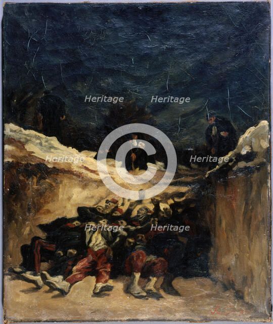 Zouaves death in a trench. War scene of 1870, c1870. Creator: Auguste-Andre Lancon.