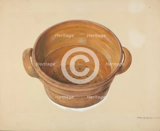 Zoar Colander, c. 1937. Creator: Fritz Boehmer.