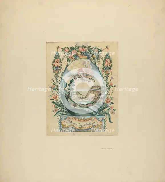 Zoar Decorative Painting: "This World and the Next", c. 1938. Creator: Angelo Bulone.