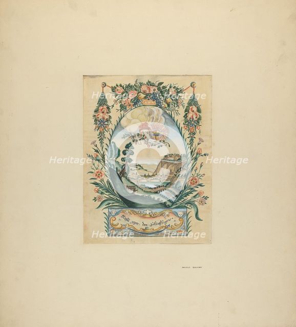 Zoar Decorative Painting: "This World and the Next", c. 1938. Creator: Angelo Bulone.