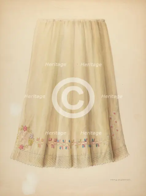 Zoar Embroidered Flannel Petticoat, c. 1938. Creator: Fritz Boehmer.