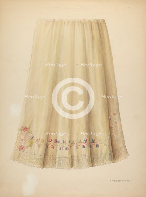Zoar Embroidered Flannel Petticoat, c. 1938. Creator: Fritz Boehmer.