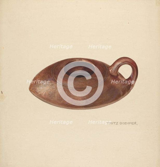 Zoar Fat Lamp, c. 1937. Creator: Fritz Boehmer.
