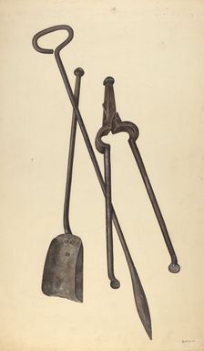 Zoar Fire Tongs, Poker and Shovel, 1937. Creator: Jerry Guinta