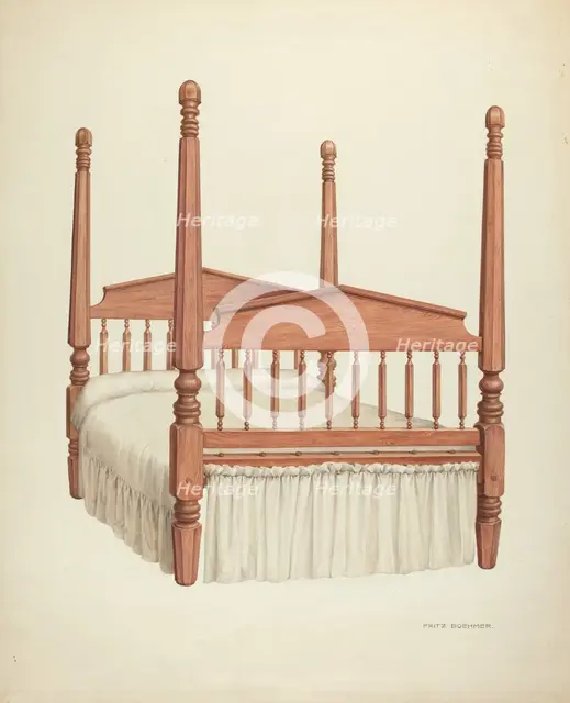 Zoar Four-Post Bed, c. 1937. Creator: Fritz Boehmer.