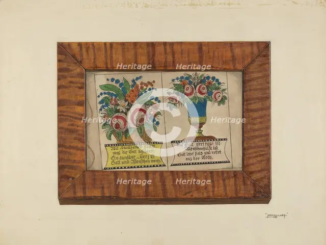 Zoar Fractur Drawing, c. 1937. Creator: John Wilkes.