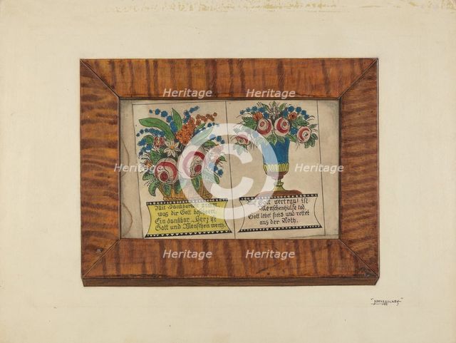 Zoar Fractur Drawing, c. 1937. Creator: John Wilkes.