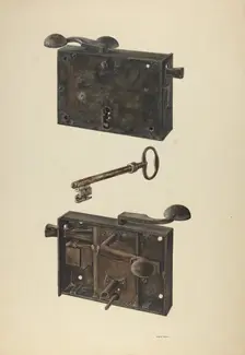 Zoar Lock w/ Key, c. 1938. Creator: Angelo Bulone