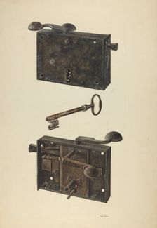Zoar Lock w/ Key, c. 1938. Creator: Angelo Bulone