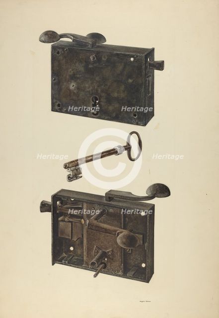 Zoar Lock w/ Key, c. 1938. Creator: Angelo Bulone.