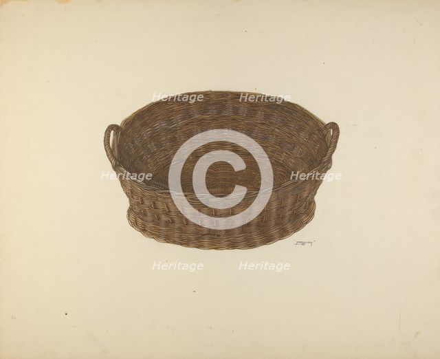 Zoar Sewing Basket, c. 1938. Creator: John Wilkes.
