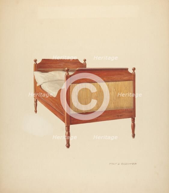 Zoar "Sleigh" Bed, c. 1938. Creator: Fritz Boehmer.