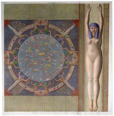 Zodiac ceiling from the grand Temple at Denderah, Egypt, c1826. Creator: Jollois and Devilliers