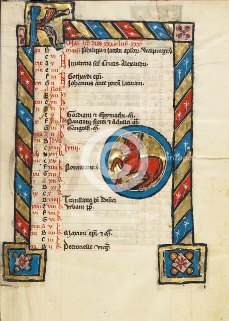 Zodiacal Sign of Taurus; Psalter, third quarter of 13th century. Creator: Unknown.