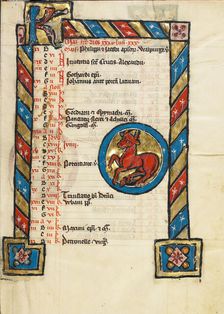 Zodiacal Sign of Taurus; Psalter, third quarter of 13th century. Creator: Unknown