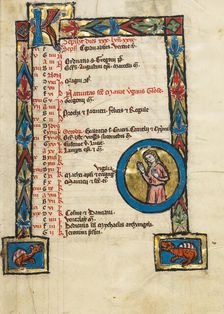 Zodiacal Sign of Virgo; Psalter, third quarter of 13th century. Creator: Unknown