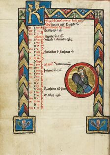 Zodiacal Sign of Aquarius; Psalter, third quarter of 13th century. Creator: Unknown