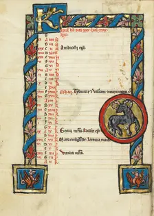 Zodiacal Sign of Aries; Psalter, third quarter of 13th century. Creator: Unknown