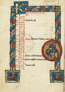 Zodiacal Sign of Aries; Psalter, third quarter of 13th century. Creator: Unknown