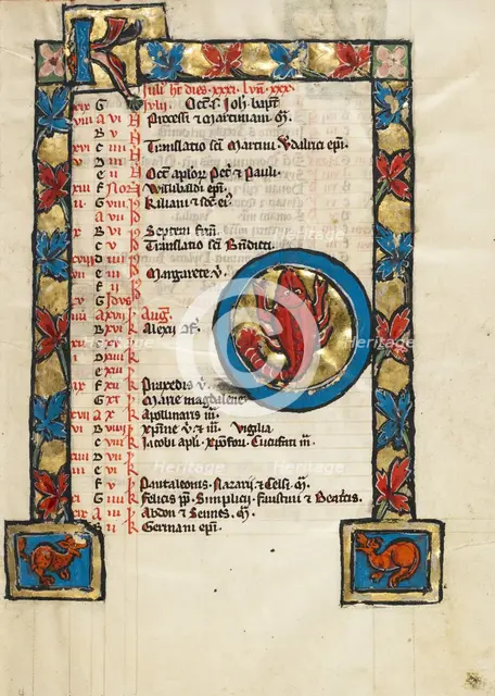 Zodiacal Sign of Cancer; June; Psalter, third quarter of 13th century. Creator: Unknown.