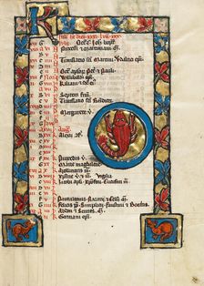 Zodiacal Sign of Cancer; June; Psalter, third quarter of 13th century. Creator: Unknown