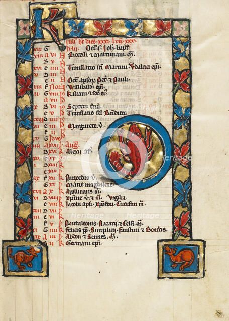 Zodiacal Sign of Cancer; June; Psalter, third quarter of 13th century. Creator: Unknown.