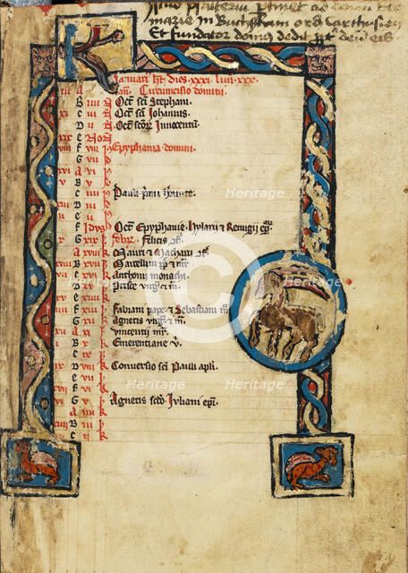 Zodiacal Sign of Capricorn; Psalter, third quarter of 13th century. Creator: Unknown.