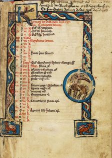Zodiacal Sign of Capricorn; Psalter, third quarter of 13th century. Creator: Unknown