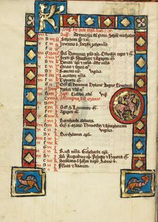 Zodiacal Sign of Leo; Psalter, third quarter of 13th century. Creator: Unknown