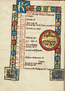 Zodiacal Sign of Libra; Psalter, third quarter of 13th century. Creator: Unknown