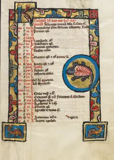 Zodiacal Sign of Scorpio; Psalter, third quarter of 13th century. Creator: Unknown