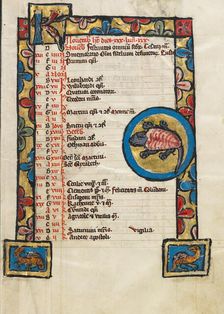 Zodiacal Sign of Scorpio; Psalter, third quarter of 13th century. Creator: Unknown