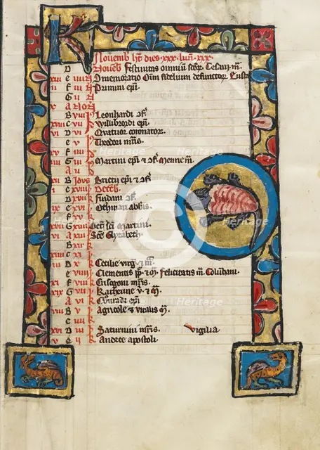 Zodiacal Sign of Scorpio; Psalter, third quarter of 13th century. Creator: Unknown.