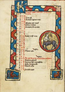 Zodiacal Sign of Sagittarius; Psalter, third quarter of 13th century. Creator: Unknown
