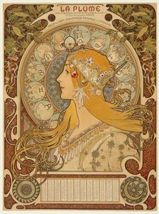 Zodiaque ("La Plume"), 1896-97. Creator: Alphonse Mucha