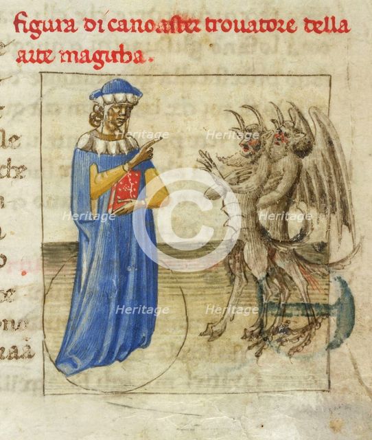 Zoroaster with two demons (Miniature from Pseudo-Aristotle Secretum Secretorum), 1425. Artist: Anonymous  